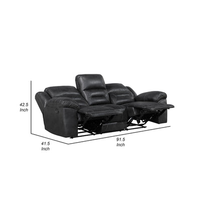 Canapé inclinable manuel double Henry en microfibre noire capitonnée