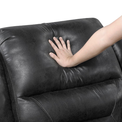 Canapé inclinable manuel double Henry en microfibre noire capitonnée