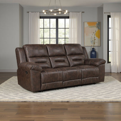 Canapé inclinable manuel double Henry, coussin capitonné, microfibre marron foncé