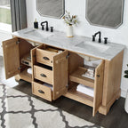 Meuble-lavabo Hervas avec plateau en marbre naturel sans miroir