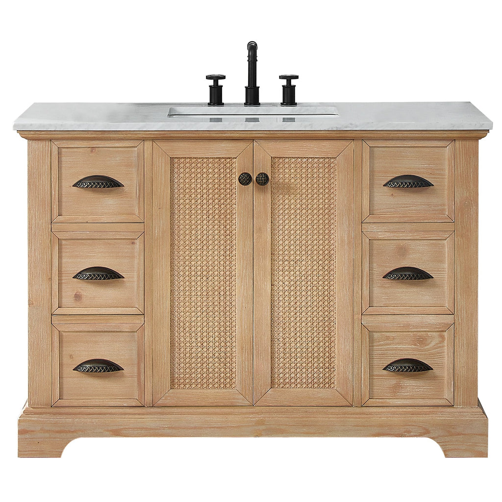 Meuble-lavabo Hervas avec plateau en marbre naturel sans miroir