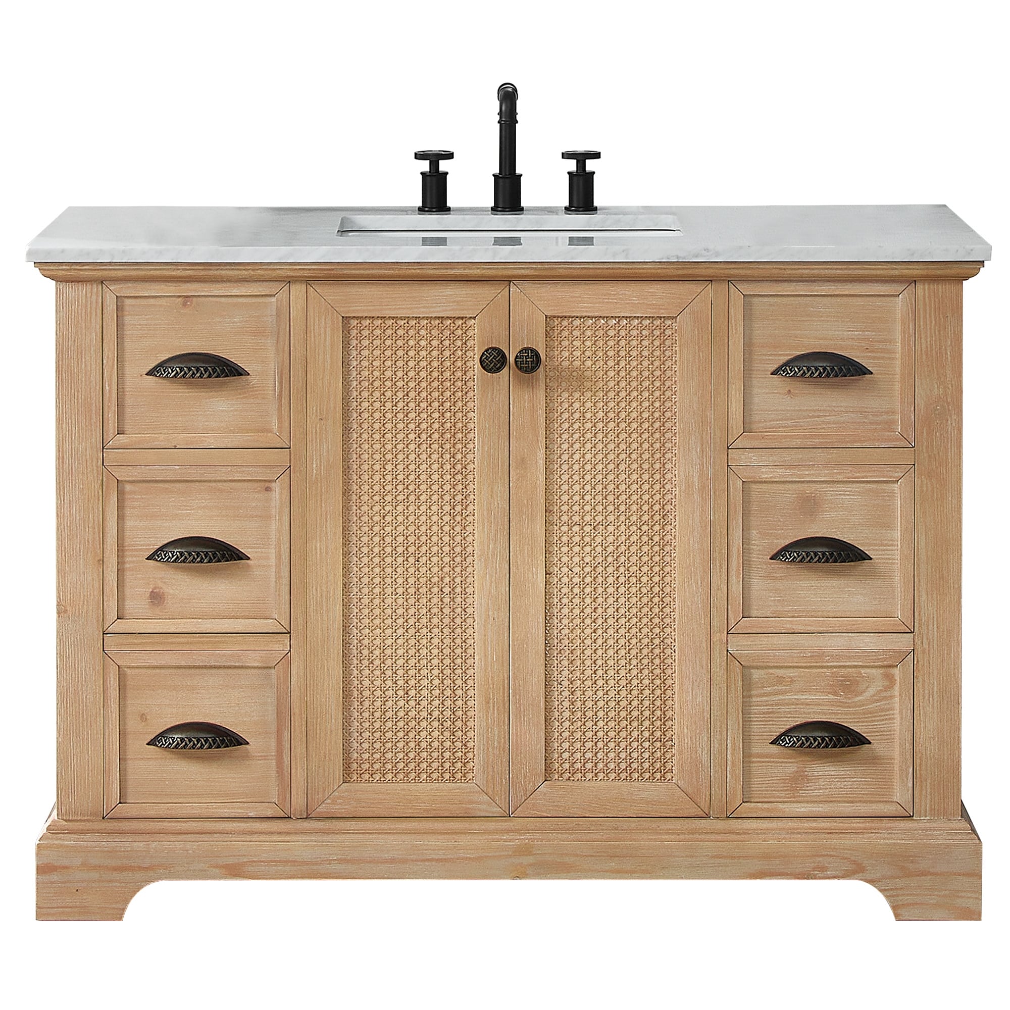 Meuble-lavabo Hervas avec plateau en marbre naturel sans miroir