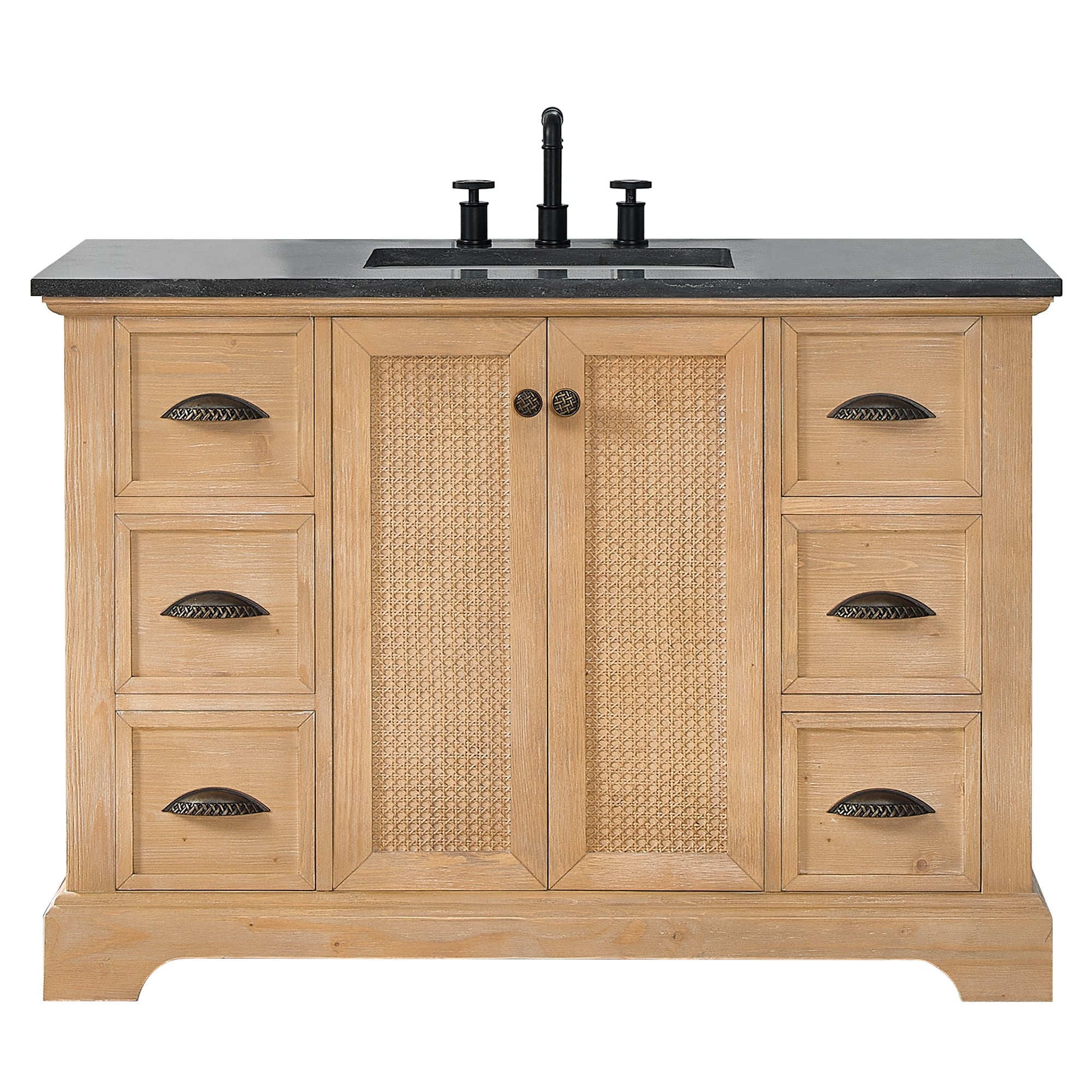 Meuble-lavabo Hervas avec plateau en marbre naturel sans miroir