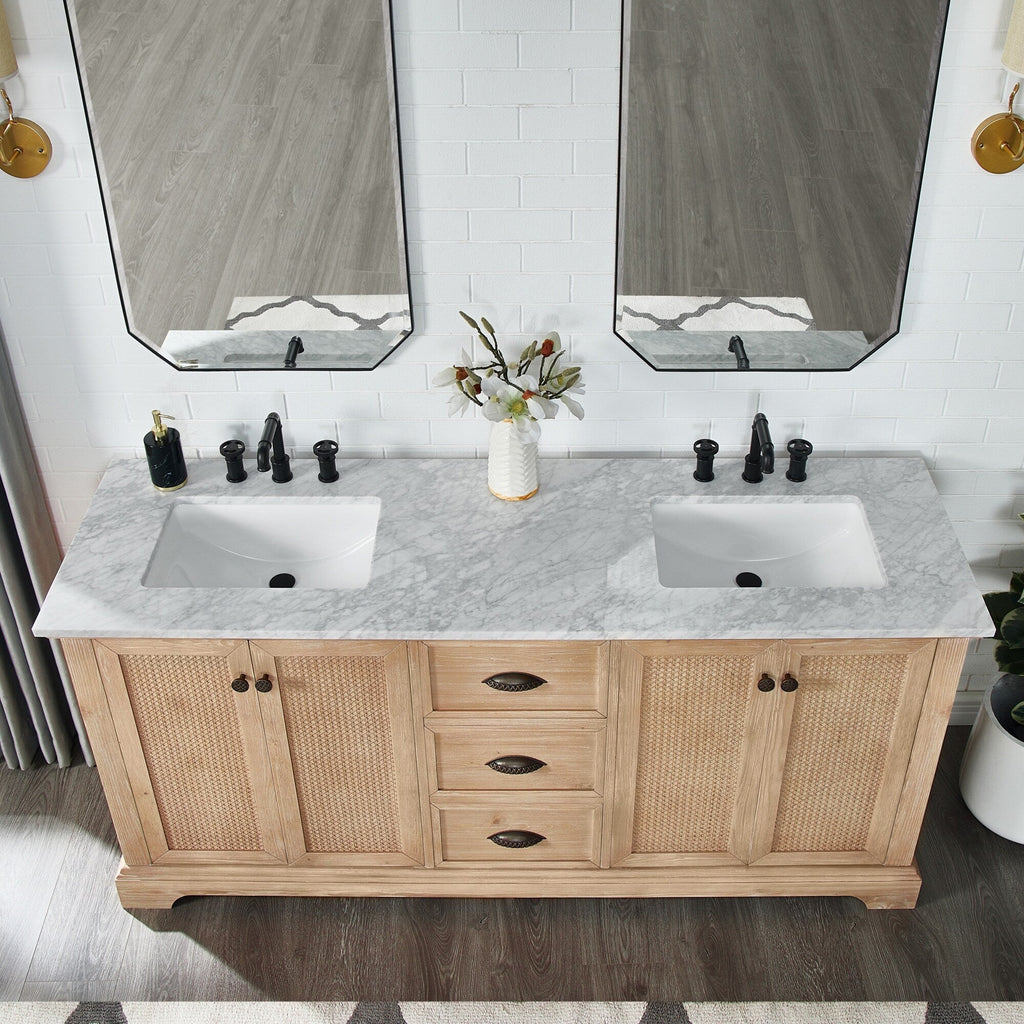 Meuble-lavabo Hervas avec plateau en marbre naturel sans miroir