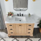 Meuble-lavabo Hervas avec plateau en marbre naturel sans miroir