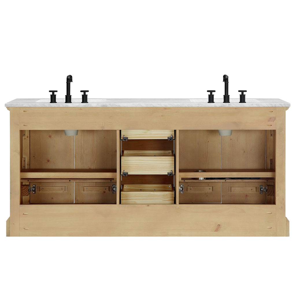 Meuble-lavabo Hervas avec plateau en marbre naturel sans miroir