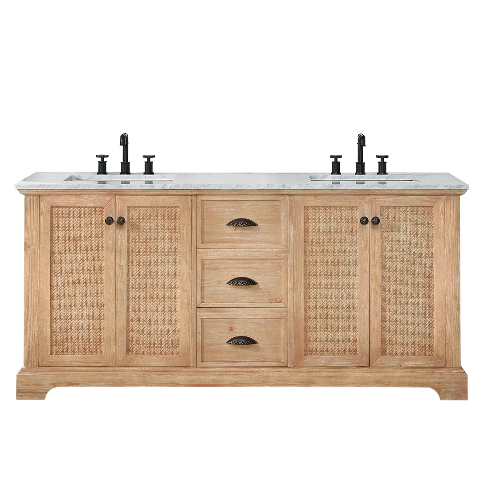 Meuble-lavabo Hervas avec plateau en marbre naturel sans miroir