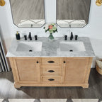 Meuble-lavabo Hervas avec plateau en marbre naturel sans miroir