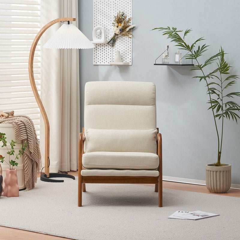 Chaise de loisirs à dossier haut en bois massif avec accoudoirs et dossier, chaise d'appoint