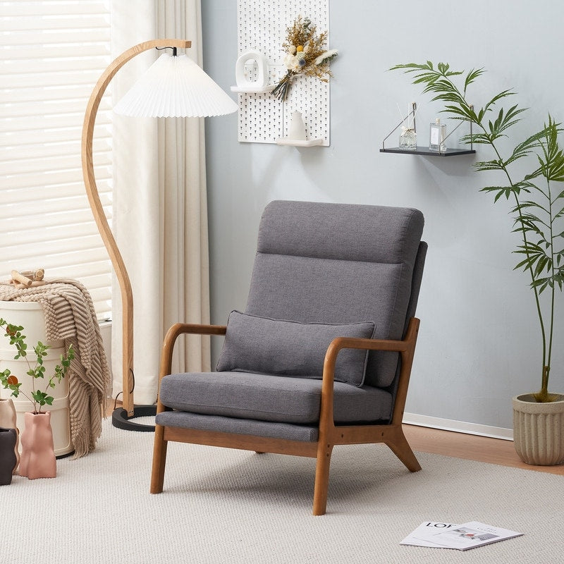 Chaise de loisirs à dossier haut en bois massif avec accoudoirs et dossier, chaise d'appoint