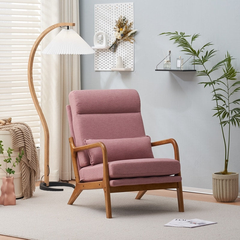 Chaise de loisirs à dossier haut en bois massif avec accoudoirs et dossier, chaise d'appoint