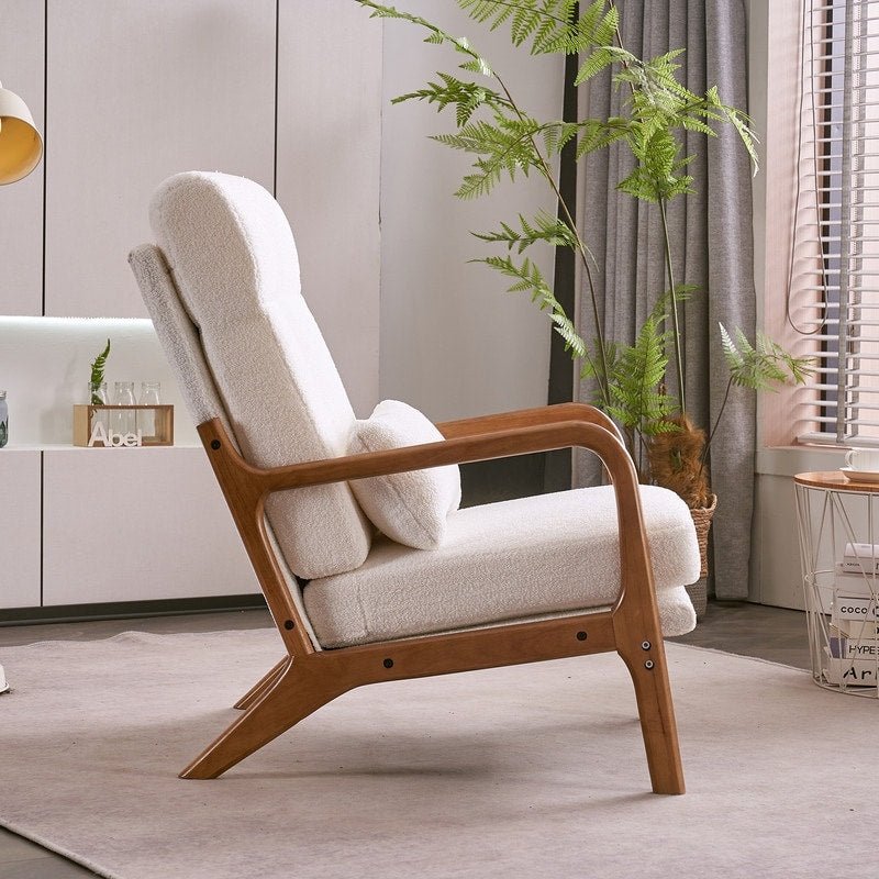 High Back Solid Wood Armrest Backrest Leisure Chair Accent Chair