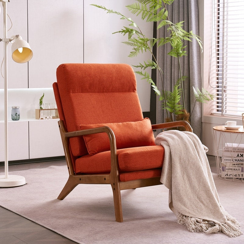 Chaise de loisirs à dossier haut en bois massif avec accoudoirs et dossier, chaise d'appoint
