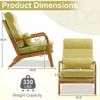 High Back Solid Wood Armrest Backrest Leisure Chair Accent Chair