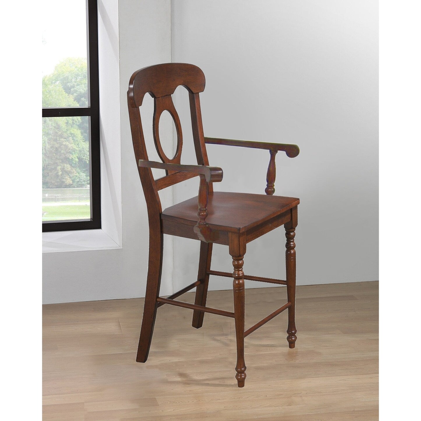 Tabourets de bar en bois à dossier haut - 42,5 - Marron - Lot de 2