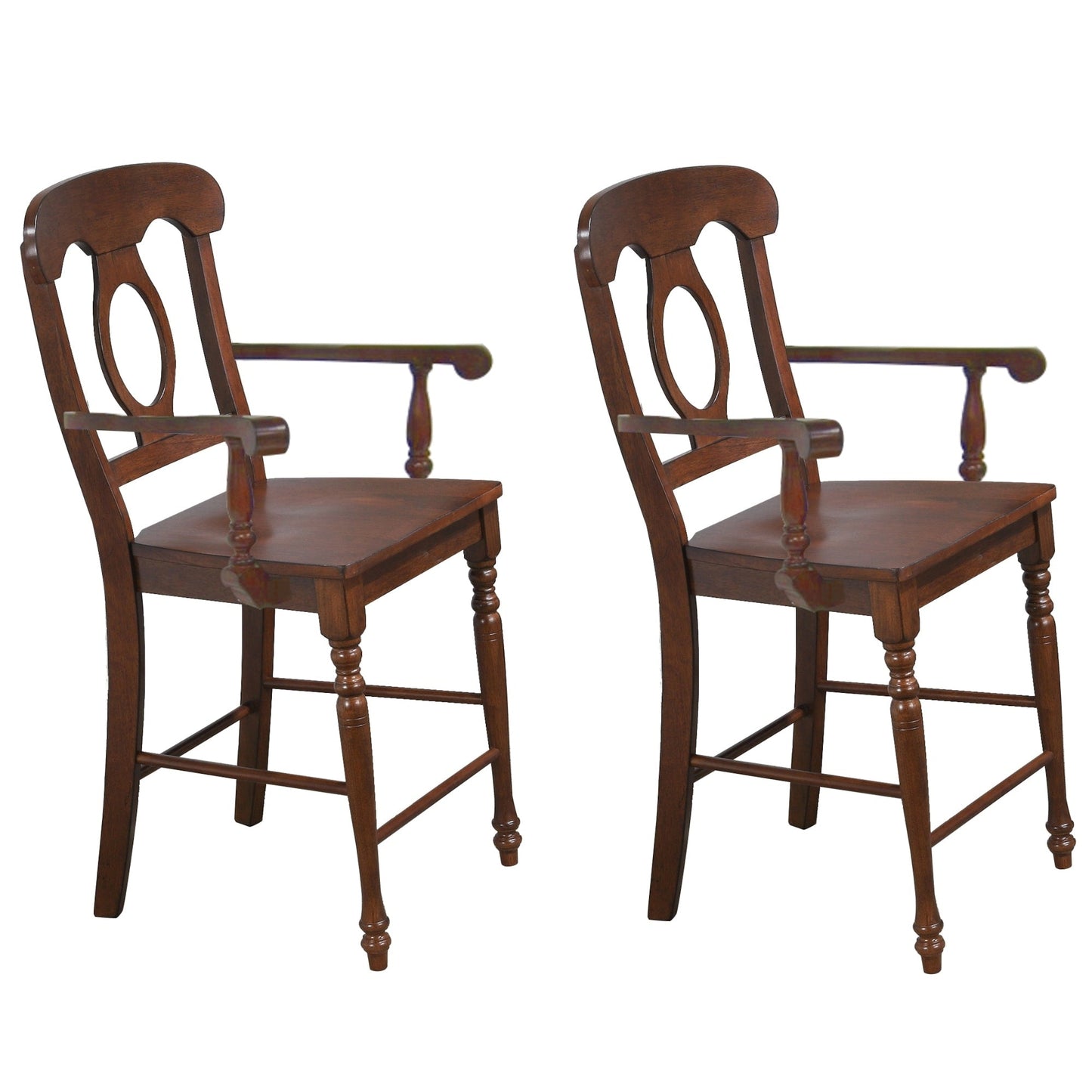 Tabourets de bar en bois à dossier haut - 42,5 - Marron - Lot de 2