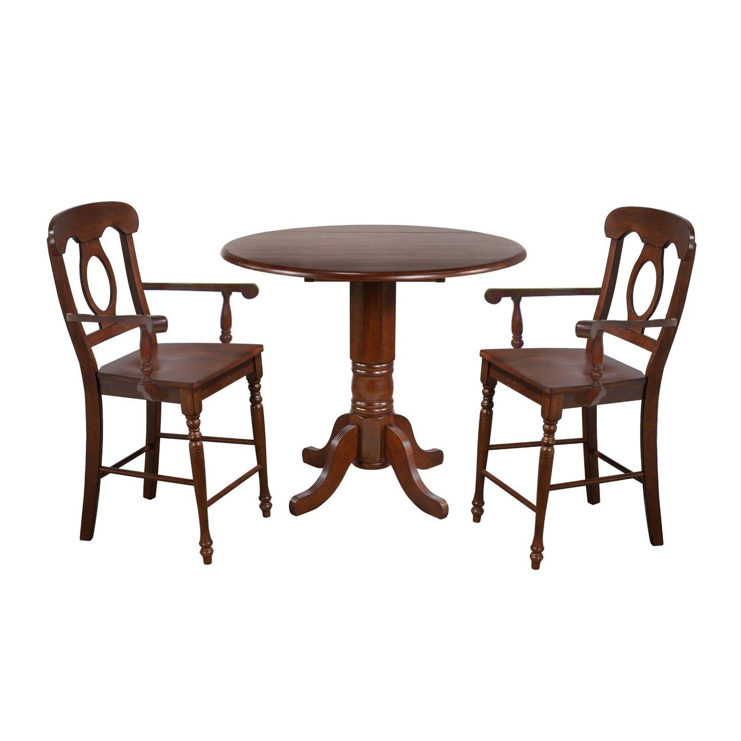 Tabourets de bar en bois à dossier haut - 42,5 - Marron - Lot de 2