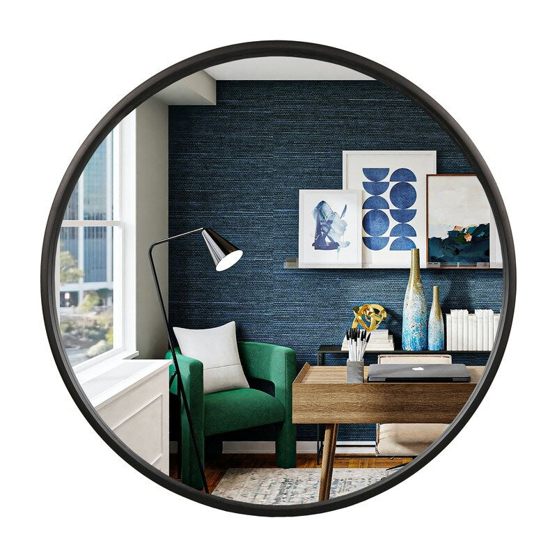 Miroir mural rond classique avec cadre en bois