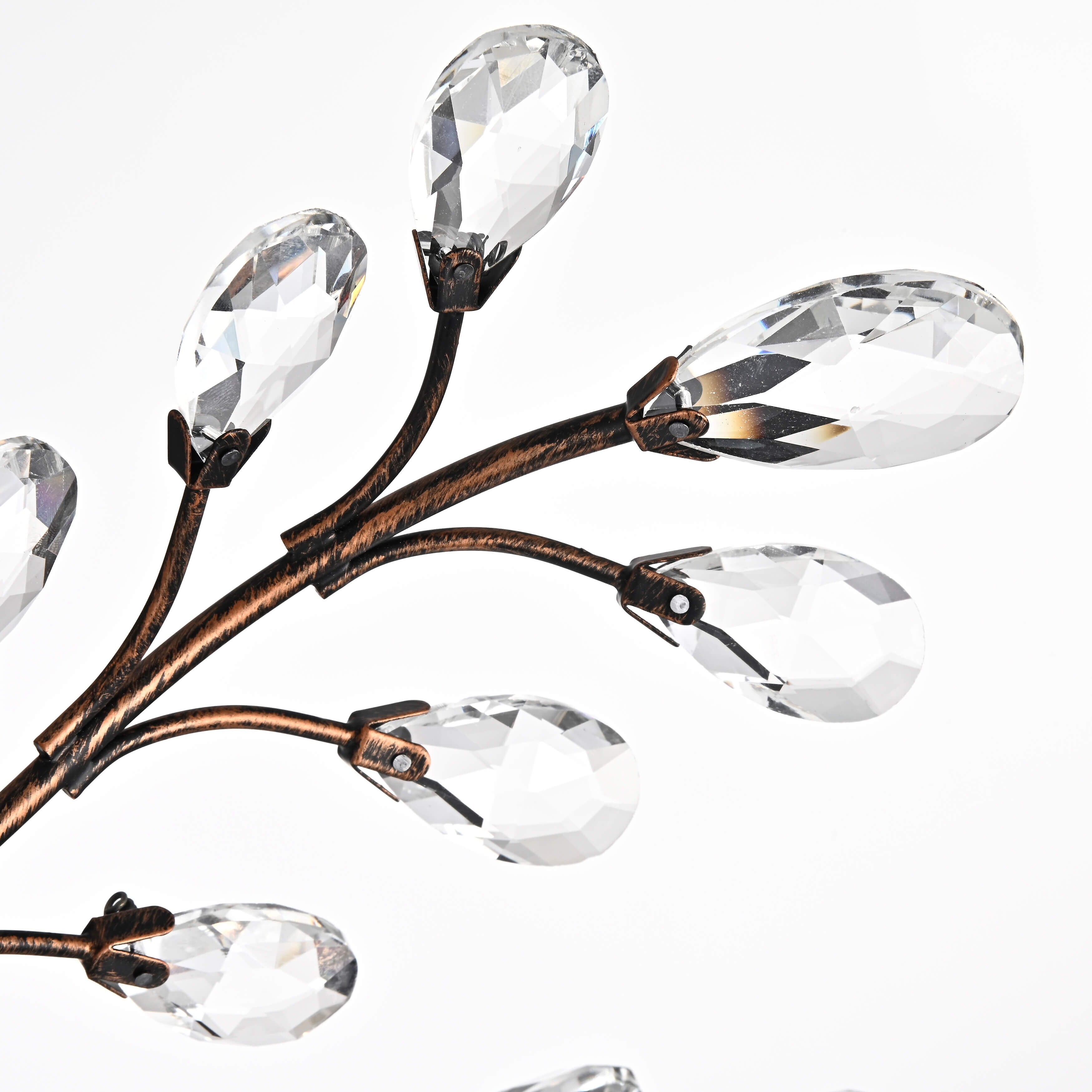 Plafonnier Holly à 4 lumières avec feuilles de cristal