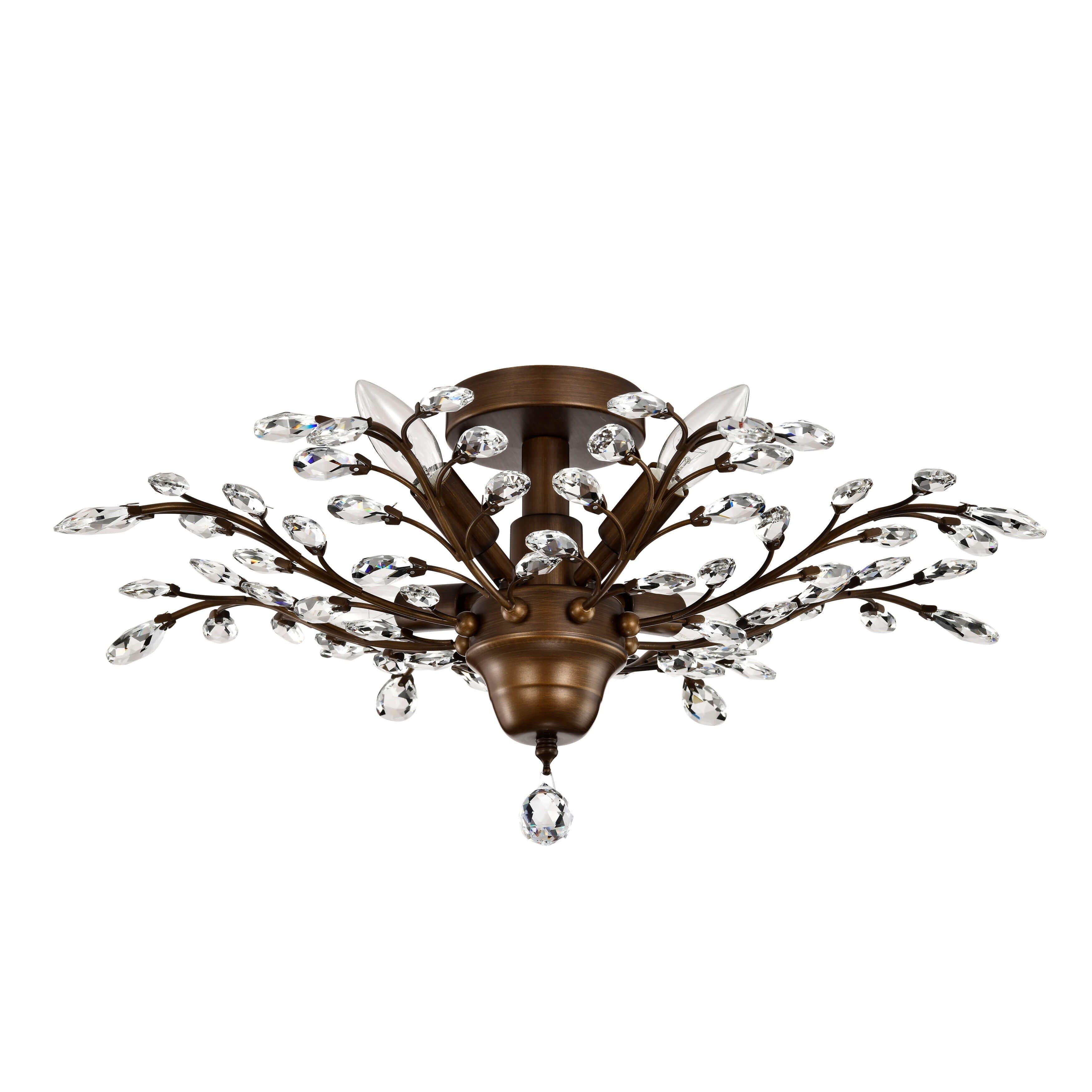 Plafonnier Holly à 4 lumières avec feuilles de cristal