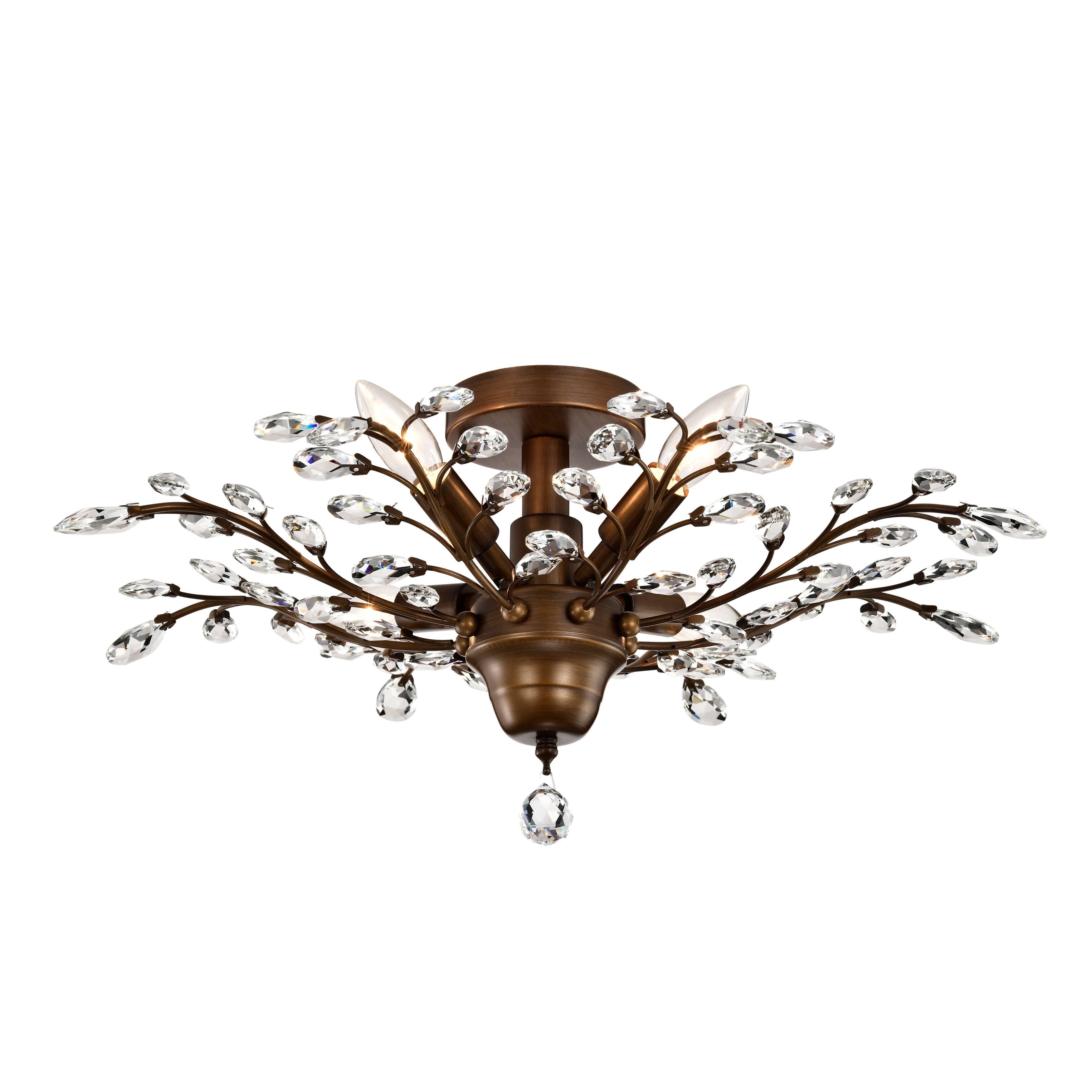 Plafonnier Holly à 4 lumières avec feuilles de cristal