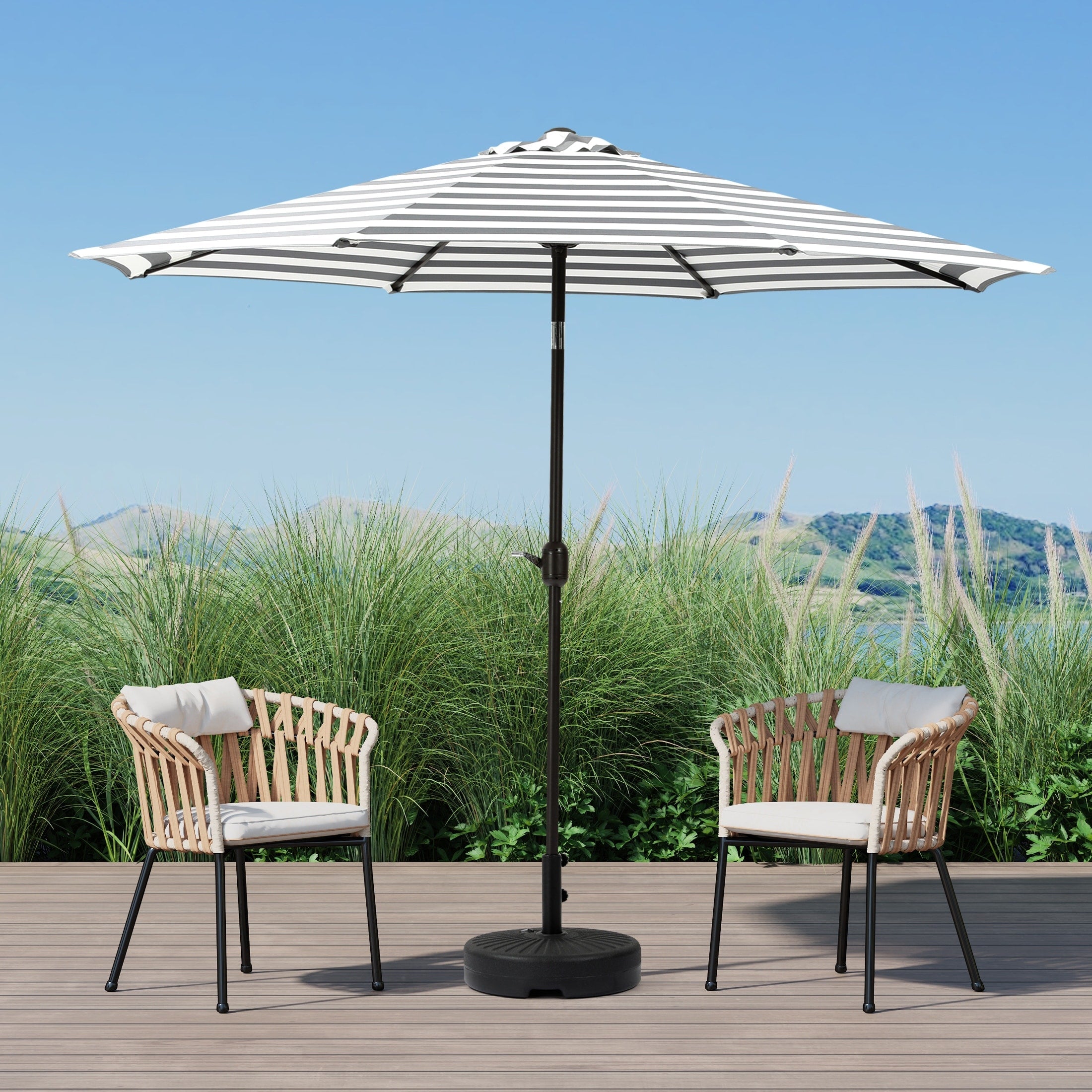 Parasol de marché en acier Holme de 9 pieds avec système d'inclinaison et de manivelle