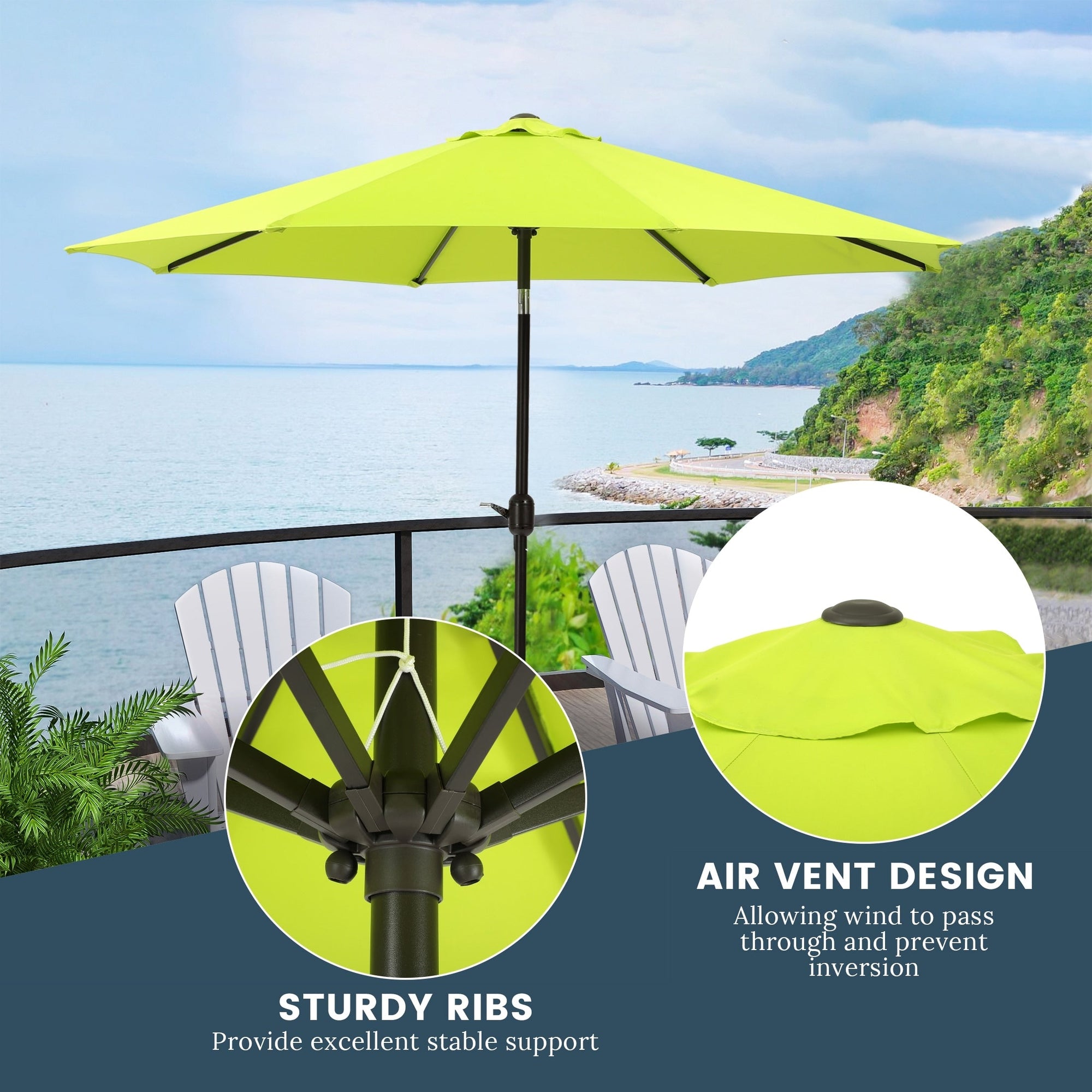 Holme 9-foot Steel Market Patio Umbrella with Tilt-and-Crank