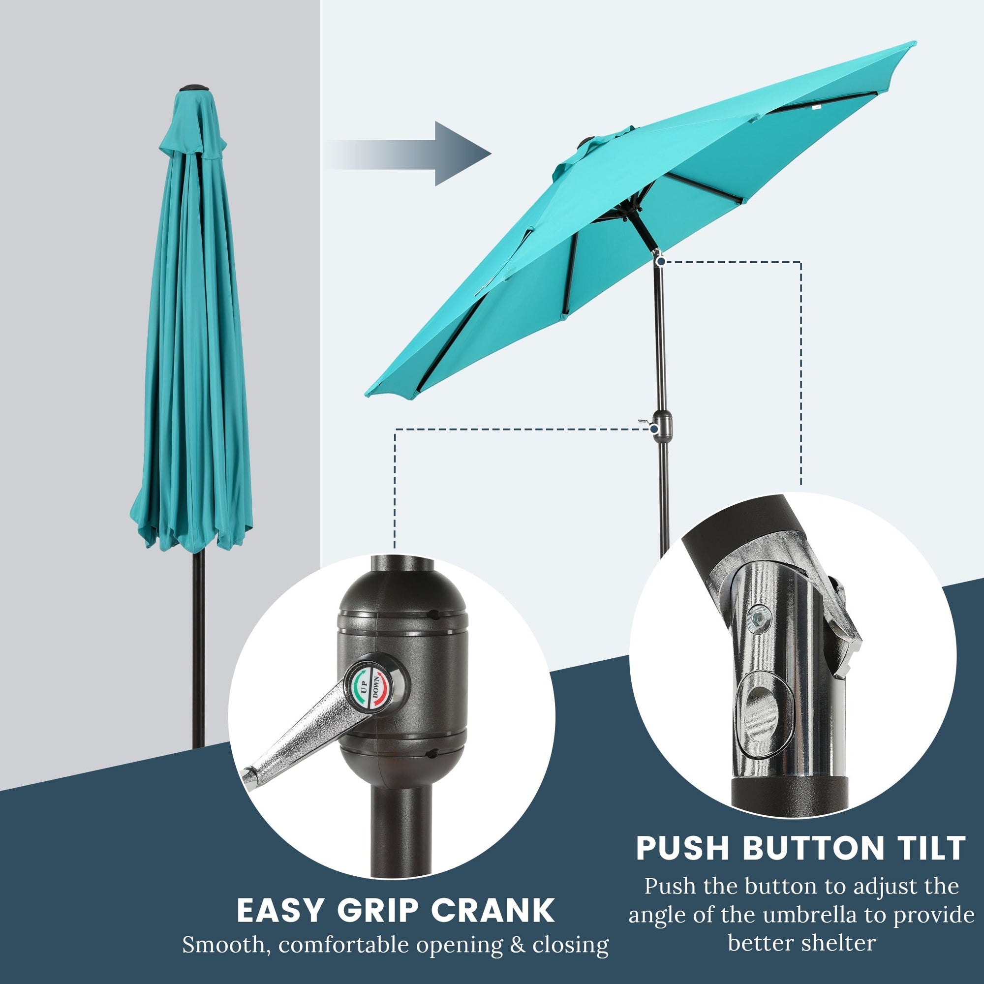 Holme 9-foot Steel Market Patio Umbrella with Tilt-and-Crank