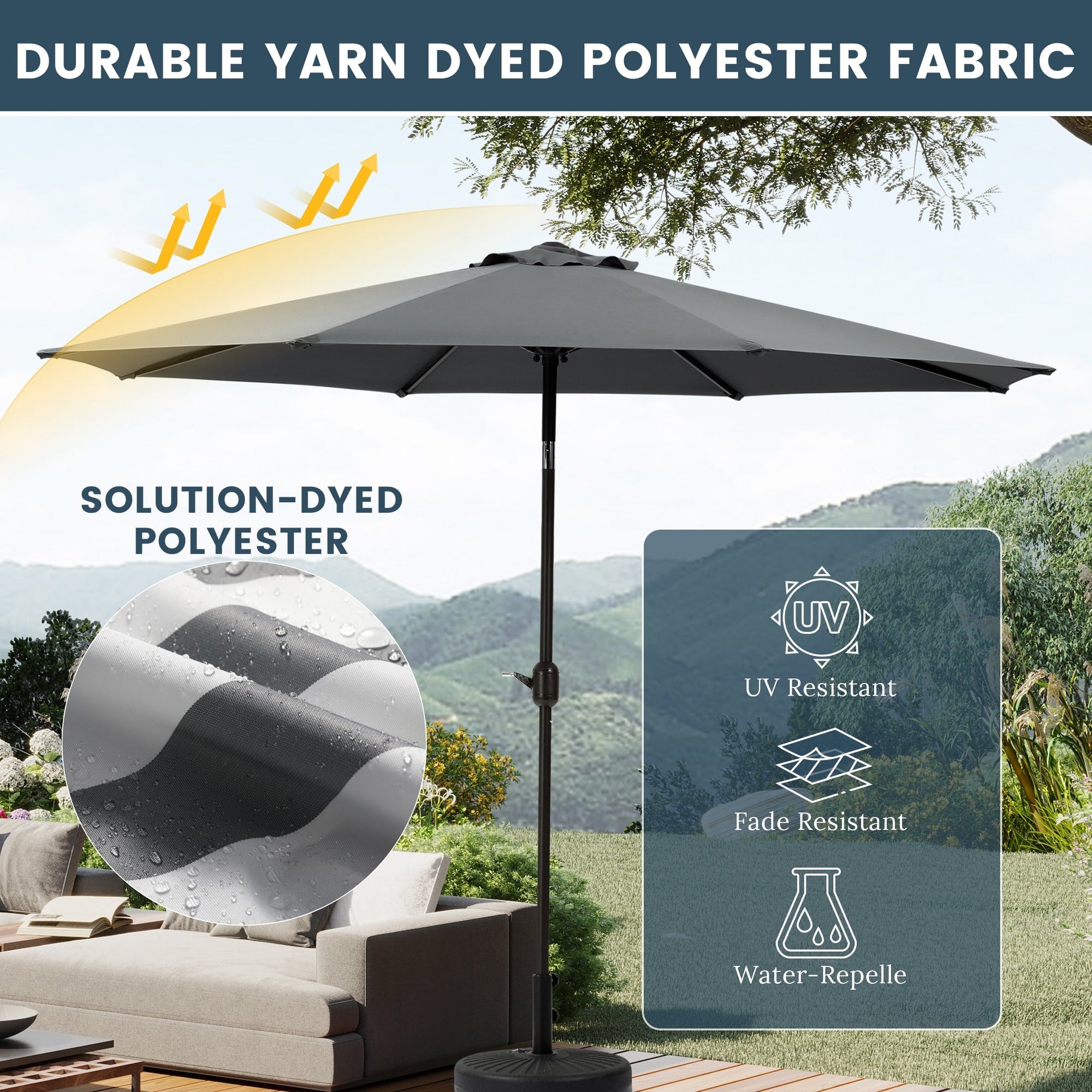 Holme 9-foot Steel Market Patio Umbrella with Tilt-and-Crank