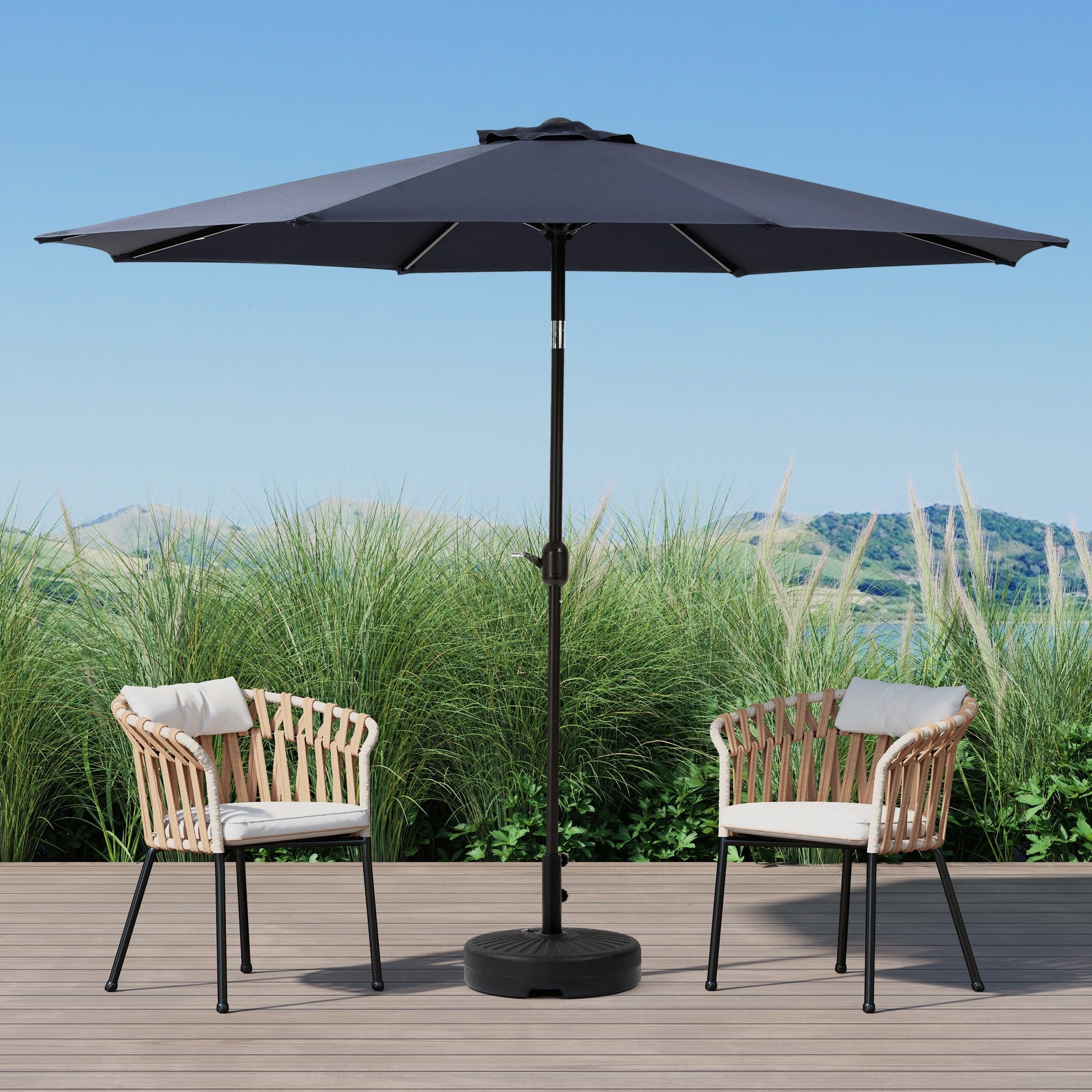 Parasol de marché en acier Holme de 9 pieds avec système d'inclinaison et de manivelle