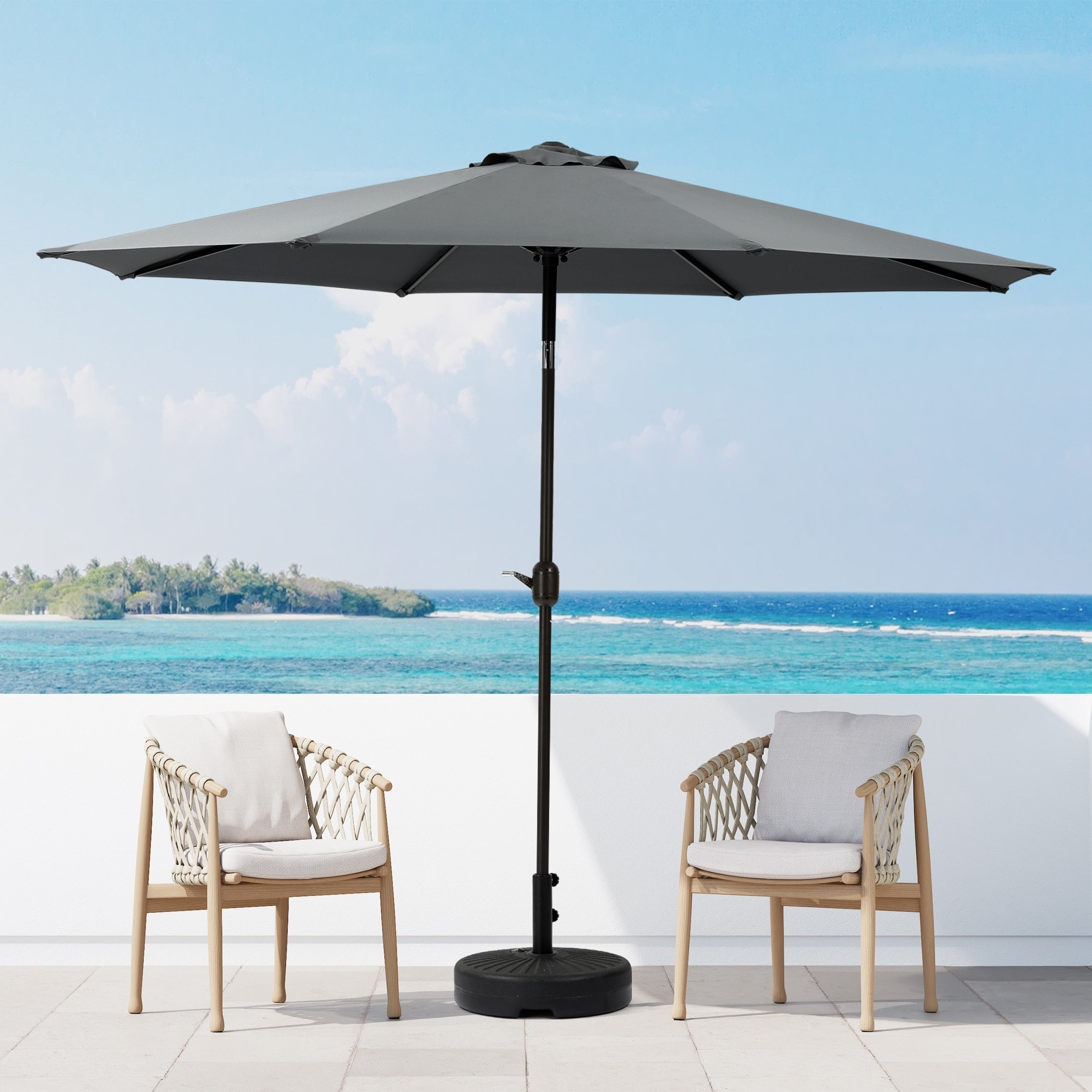 Parasol de marché en acier Holme de 9 pieds avec système d'inclinaison et de manivelle