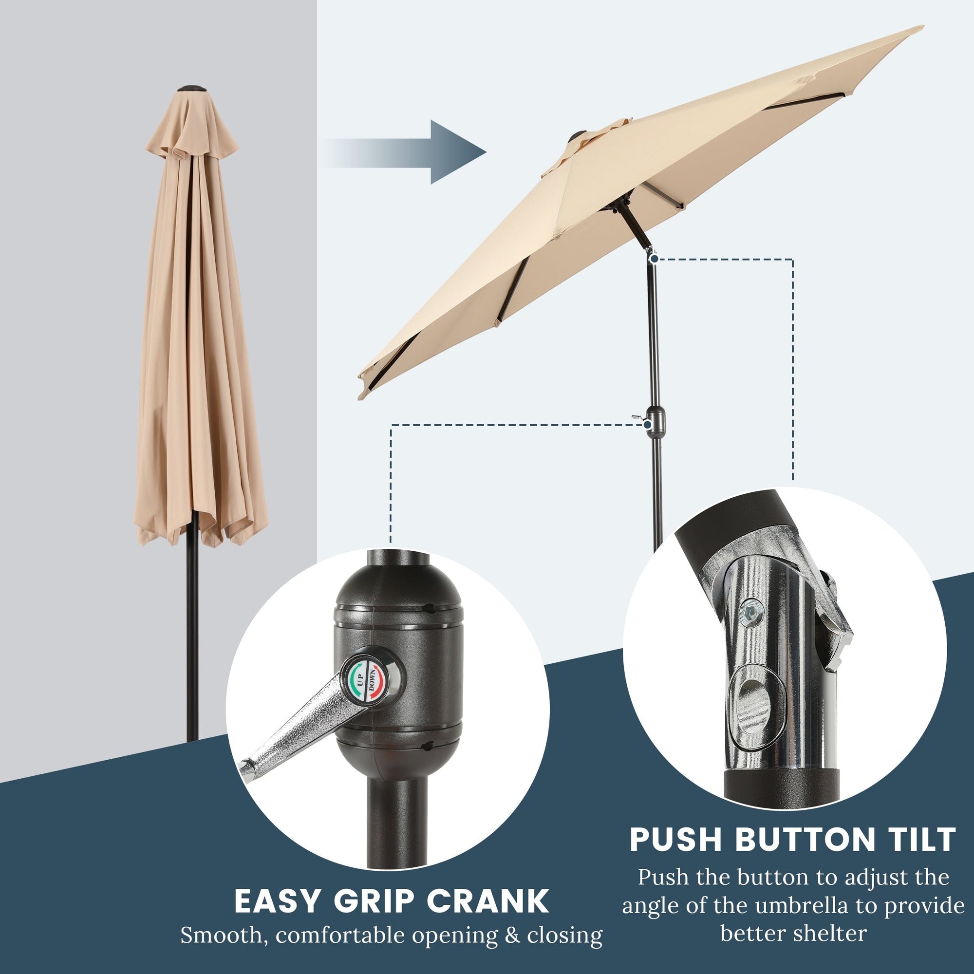 Holme 9-foot Steel Market Patio Umbrella with Tilt-and-Crank