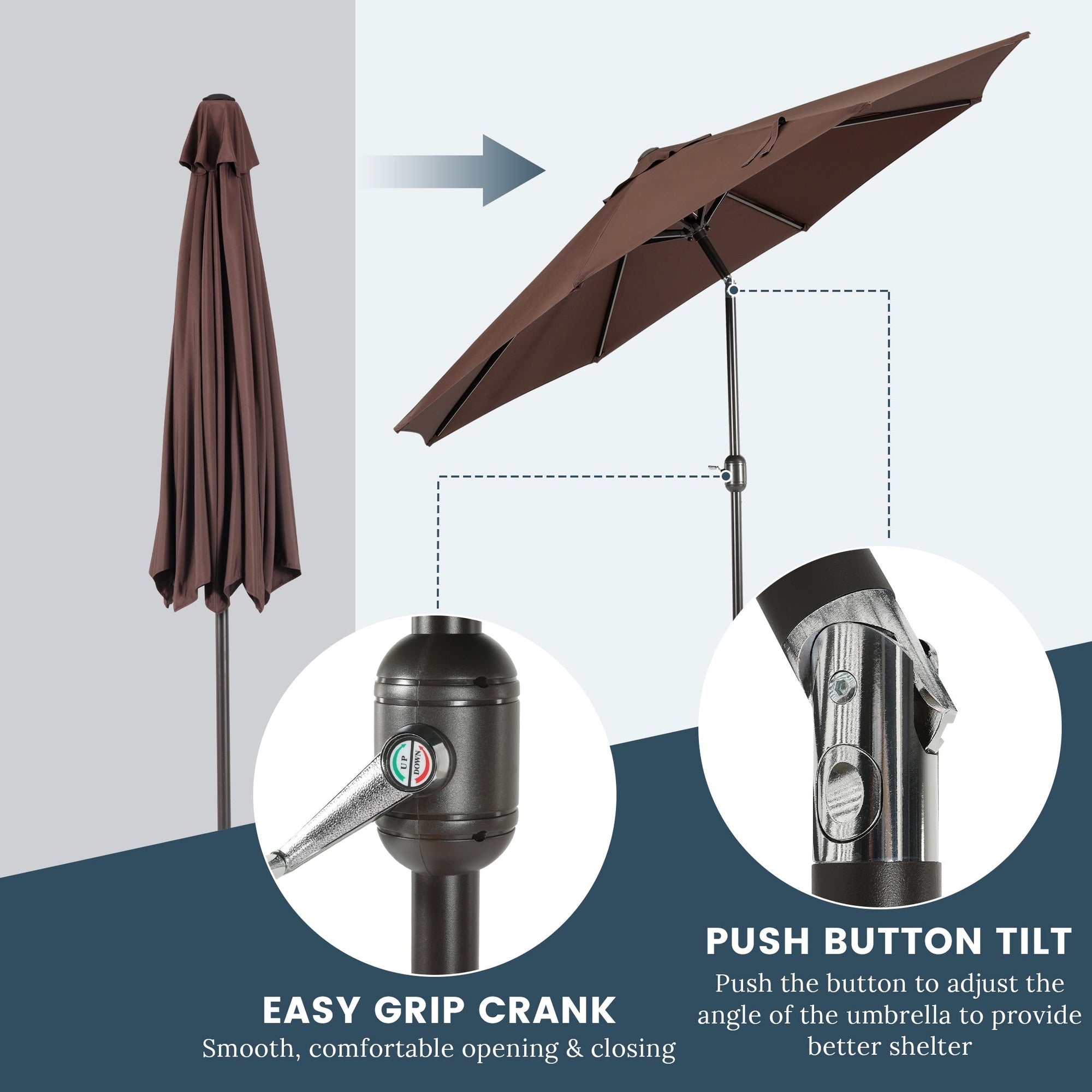 Holme 9-foot Steel Market Patio Umbrella with Tilt-and-Crank