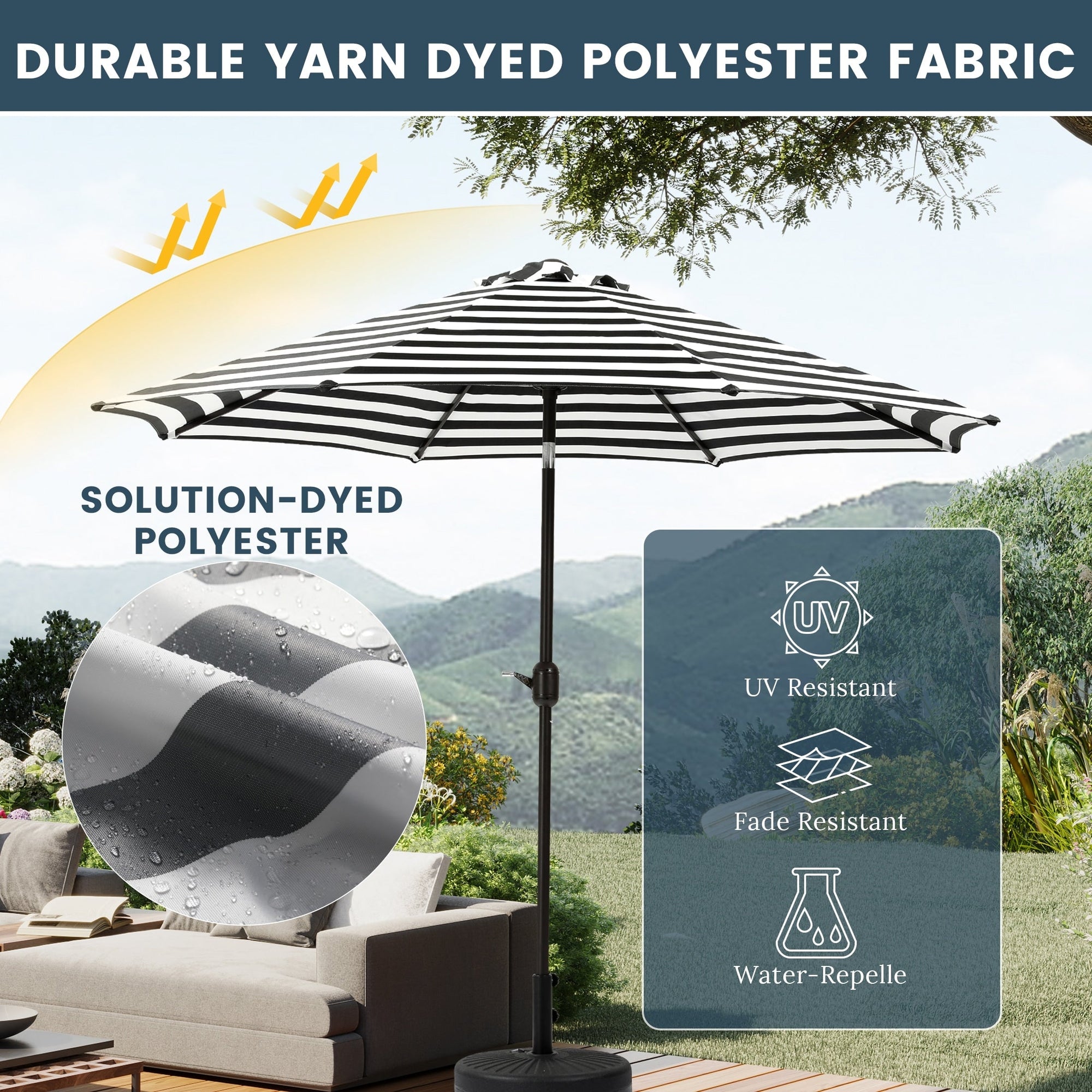 Holme 9-foot Steel Market Patio Umbrella with Tilt-and-Crank