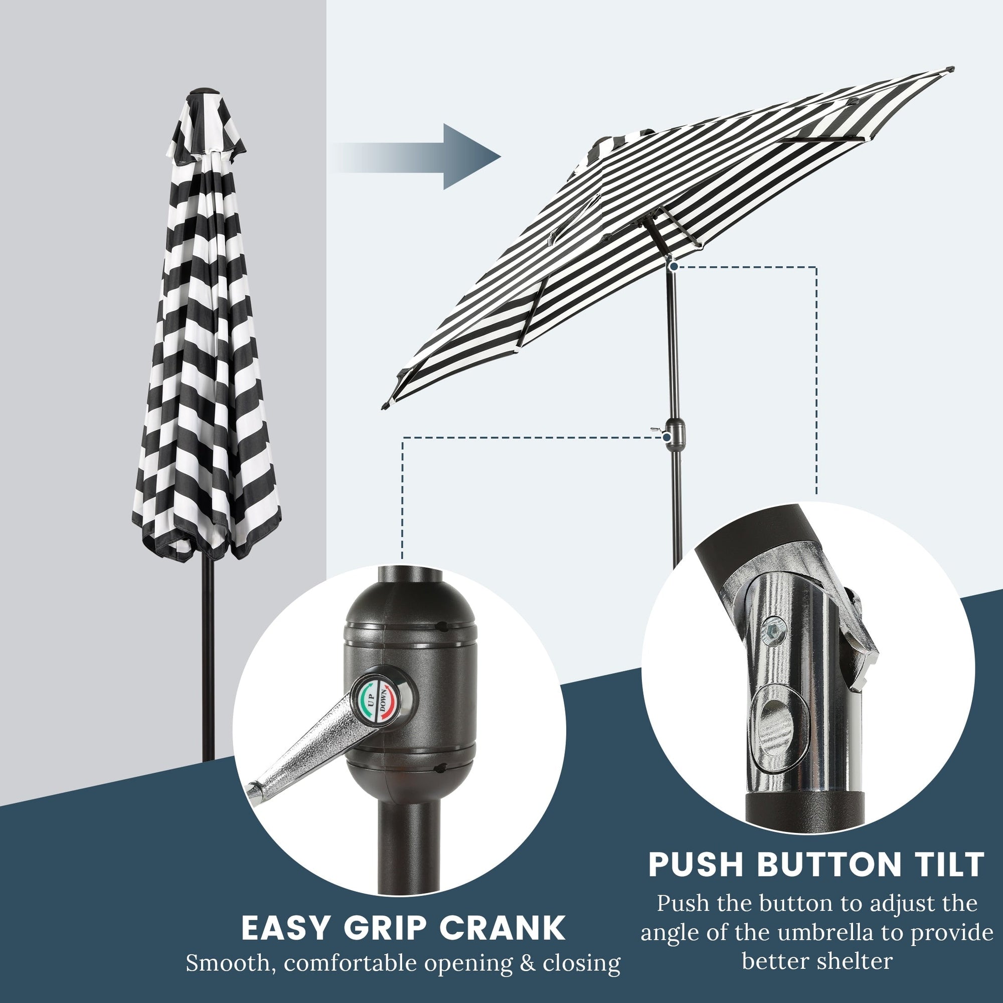 Holme 9-foot Steel Market Patio Umbrella with Tilt-and-Crank