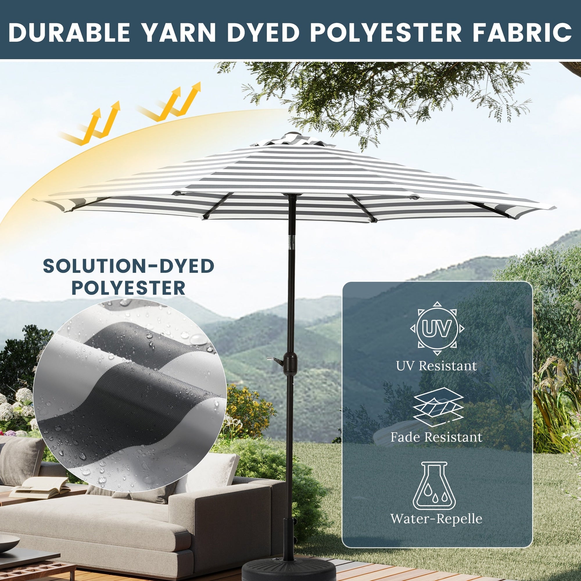 Holme 9-foot Steel Market Patio Umbrella with Tilt-and-Crank