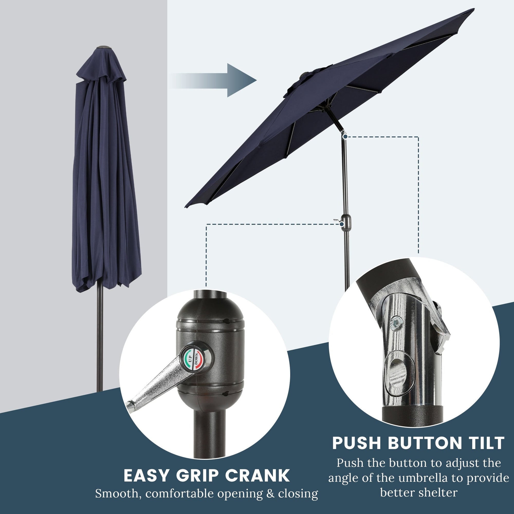 Holme 9-foot Steel Market Patio Umbrella with Tilt-and-Crank