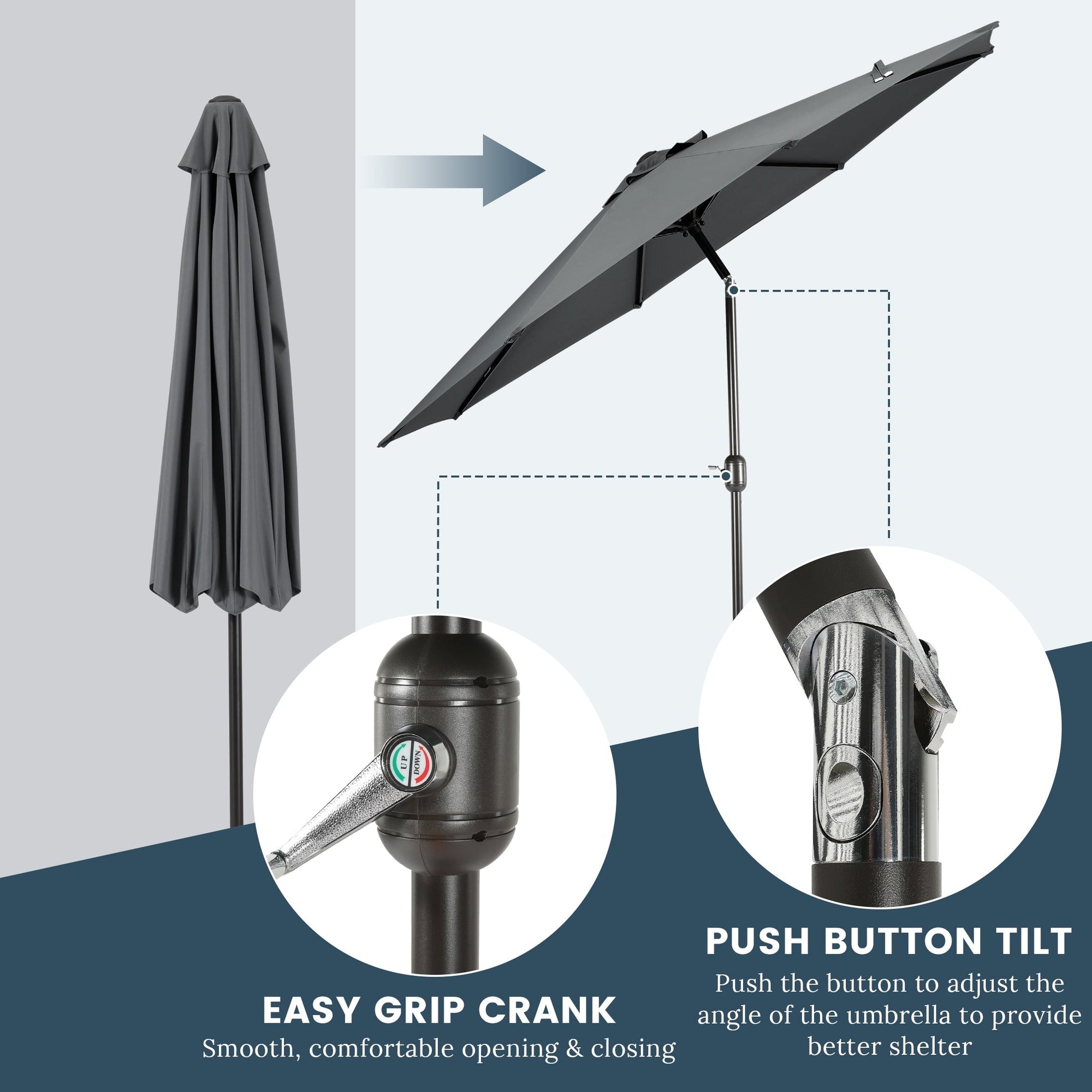 Holme 9-foot Steel Market Patio Umbrella with Tilt-and-Crank
