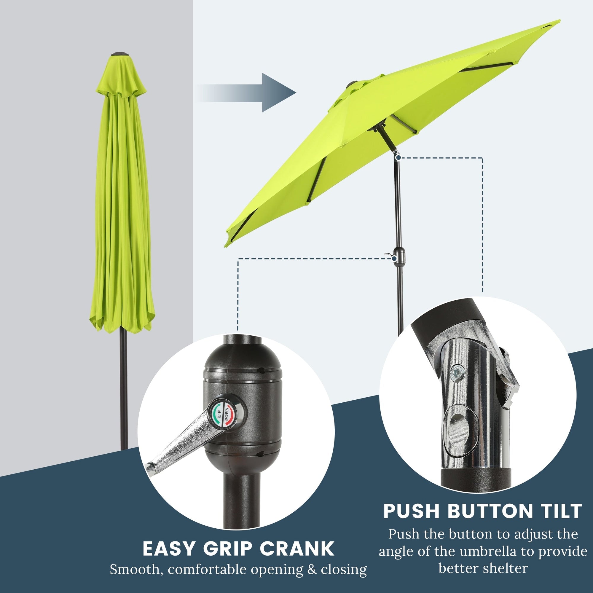 Holme 9-foot Steel Market Patio Umbrella with Tilt-and-Crank