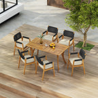Ensemble de salle à manger d'extérieur Holomn 7 pièces en bois d'acacia avec chaises en corde par Christopher Knight Home