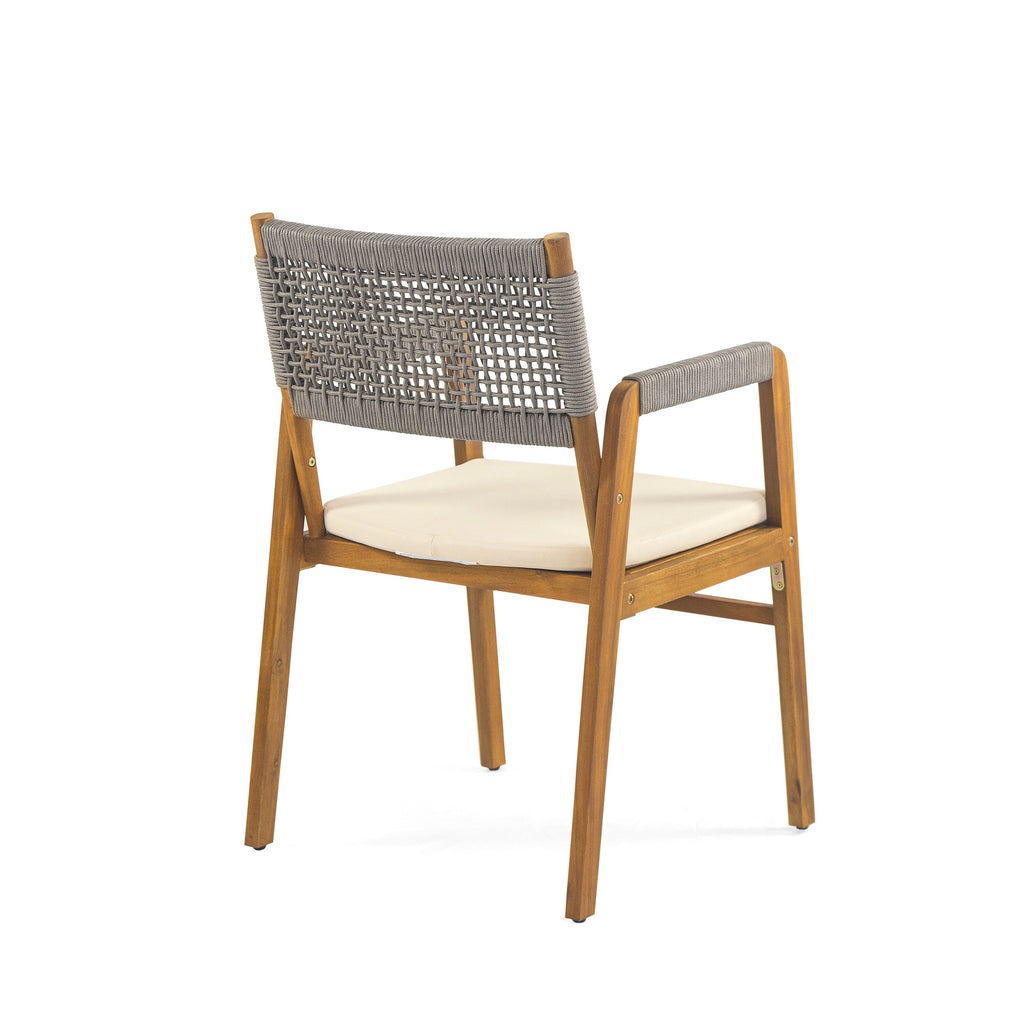 Ensemble de salle à manger d'extérieur Holomn 7 pièces en bois d'acacia avec chaises en corde par Christopher Knight Home