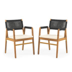 Ensemble de salle à manger d'extérieur Holomn 7 pièces en bois d'acacia avec chaises en corde par Christopher Knight Home