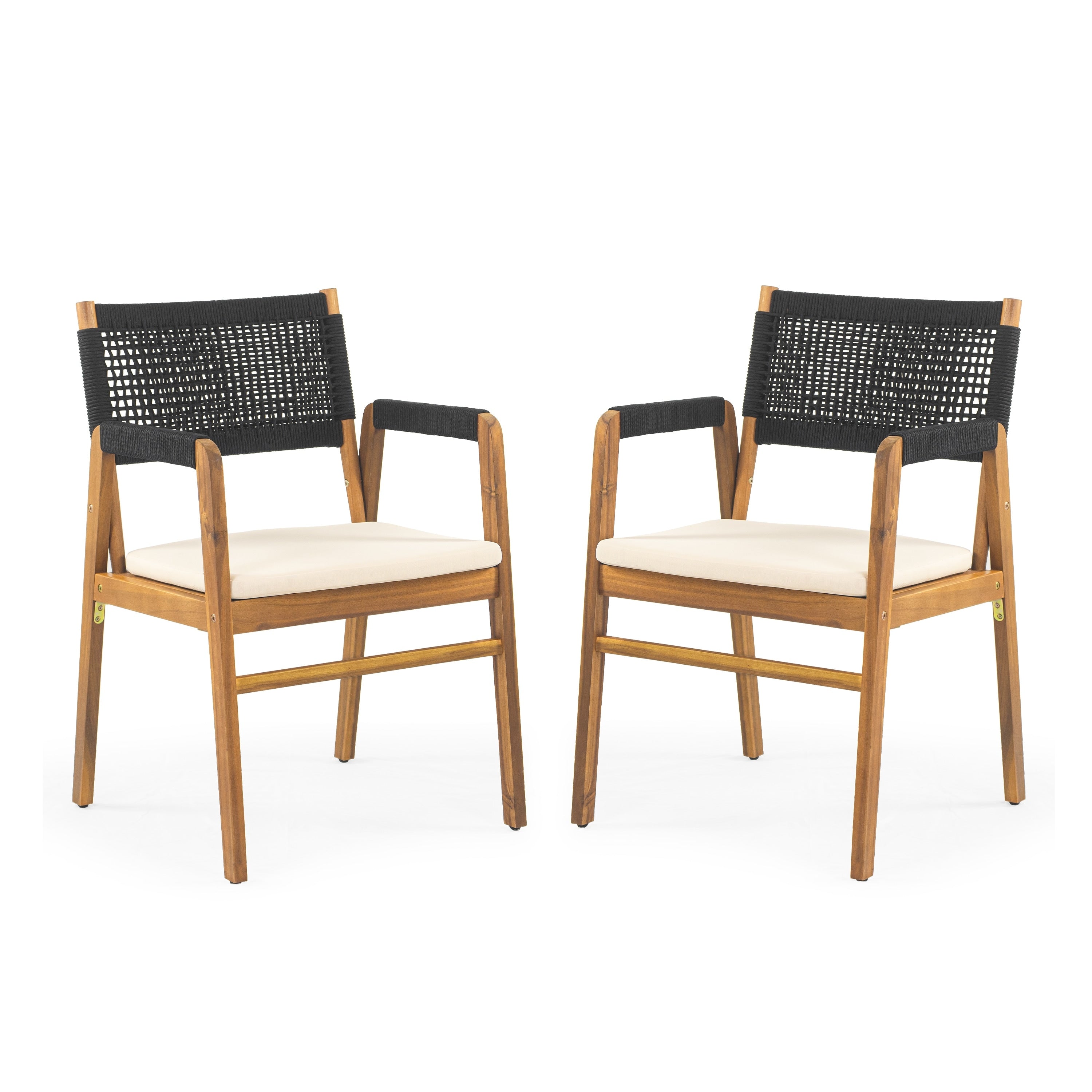 Ensemble de salle à manger d'extérieur Holomn 7 pièces en bois d'acacia avec chaises en corde par Christopher Knight Home