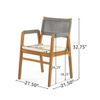 Ensemble de salle à manger d'extérieur Holomn 7 pièces en bois d'acacia avec chaises en corde par Christopher Knight Home