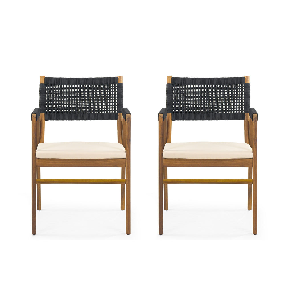 Ensemble de salle à manger d'extérieur Holomn 7 pièces en bois d'acacia avec chaises en corde par Christopher Knight Home