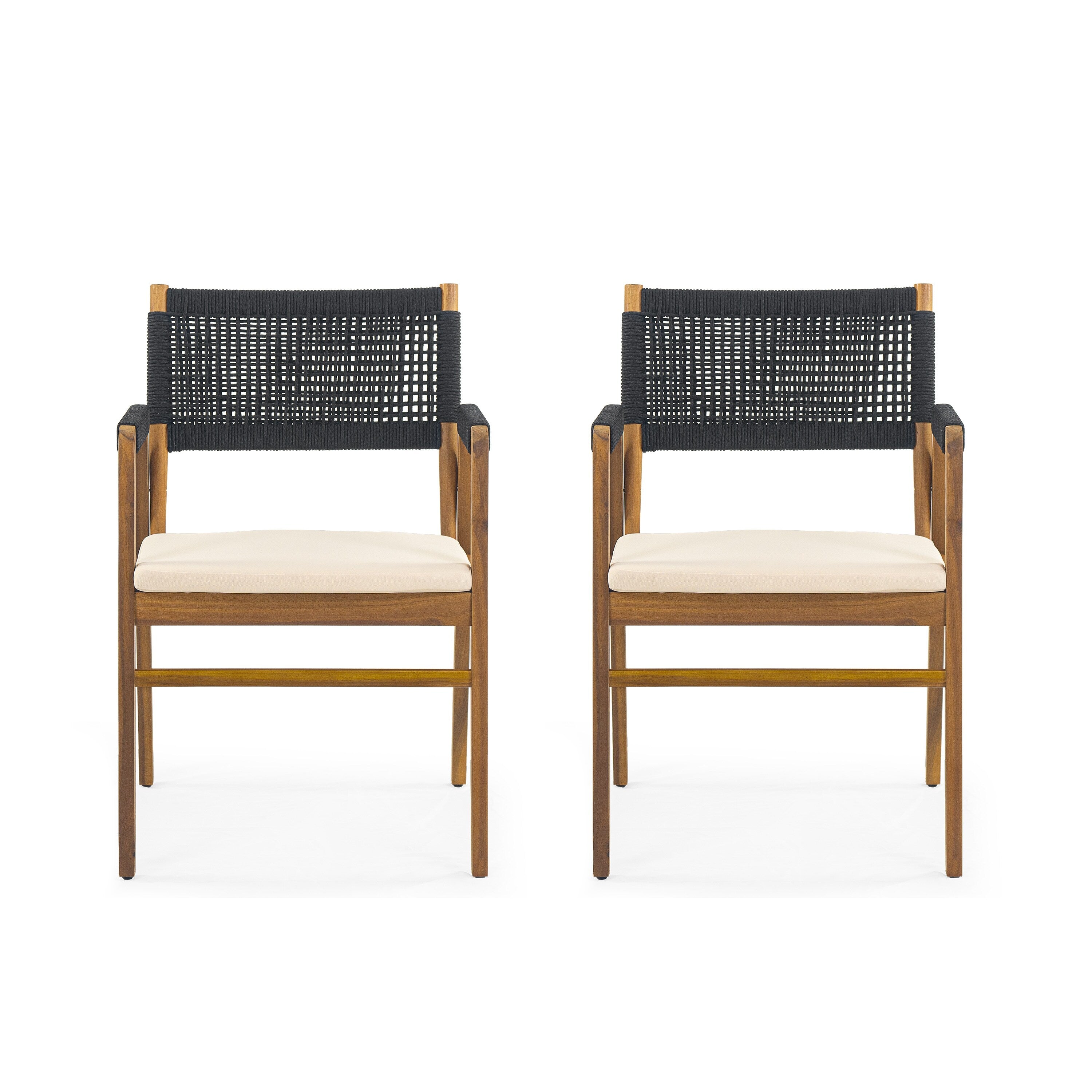 Ensemble de salle à manger d'extérieur Holomn 7 pièces en bois d'acacia avec chaises en corde par Christopher Knight Home