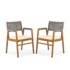 Ensemble de salle à manger d'extérieur Holomn 7 pièces en bois d'acacia avec chaises en corde par Christopher Knight Home