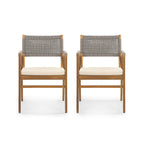 Ensemble de salle à manger d'extérieur Holomn 7 pièces en bois d'acacia avec chaises en corde par Christopher Knight Home