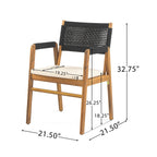 Ensemble de salle à manger d'extérieur Holomn 7 pièces en bois d'acacia avec chaises en corde par Christopher Knight Home