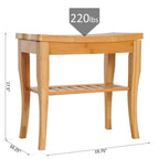 Banc de douche HomCom 20 en bambou avec étagère de rangement inférieure - 10,25 x 19,75 x 17,5